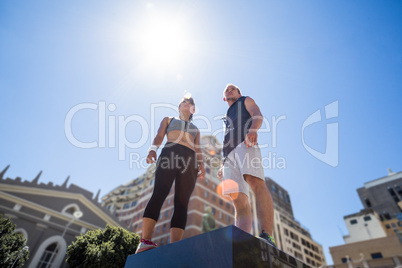 People looking away in the city