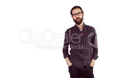 Handsome hipster looking at camera