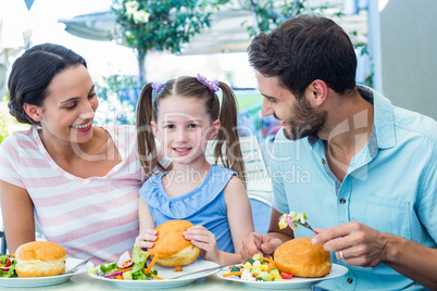 A family eating at the restaurant