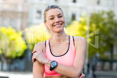 Portrait of beautiful athlete smiling