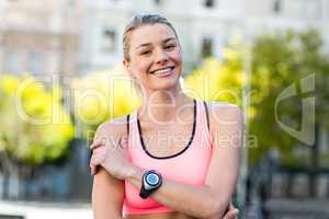 Portrait of beautiful athlete smiling