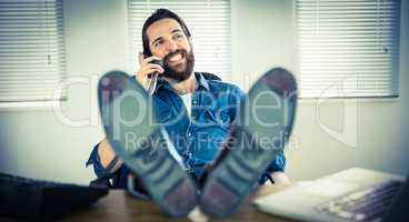 Hipster businessman on a call