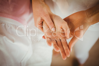 Young woman getting hand massage