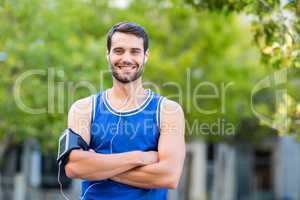 Portrait of an happy handsome athlete