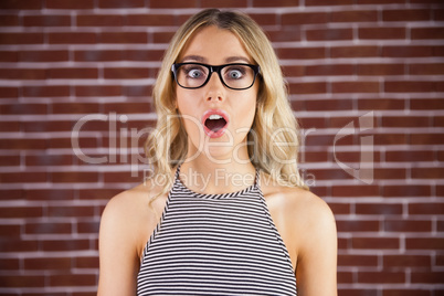 Gorgeous blonde hipster being shocked Gorgeous blonde hipster being shocked