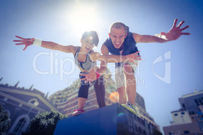 Portrait of a couple doing funny faces