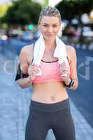 Portrait of beautiful athlete smiling