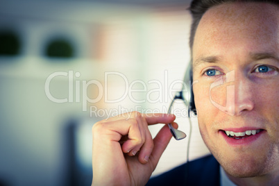 Happy call center agent working