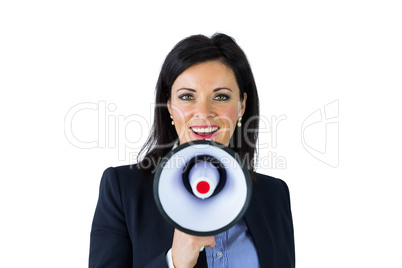 Businesswoman shouting through a megaphone