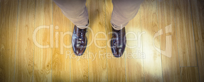 Overhead of mans dress shoes