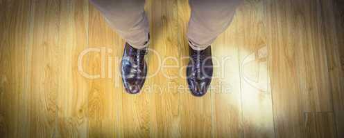 Overhead of mans dress shoes
