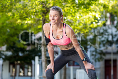 A beautiful athlete looking away