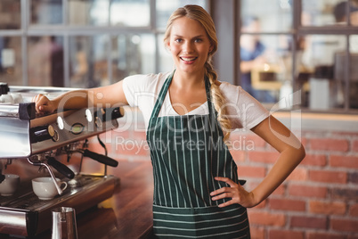 Pretty barista looking at the camera