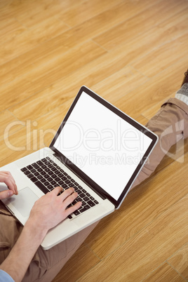 Handsome hipster using his laptop