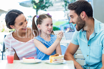 A family eating at the restaurant