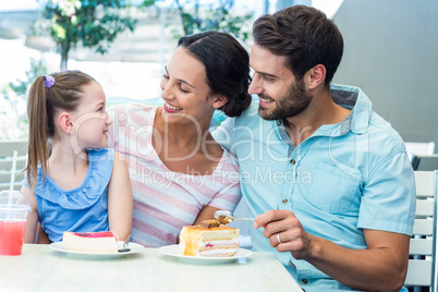 A family eating at the restaurant