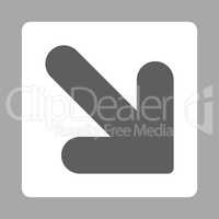 Arrow Down Right flat dark gray and white colors rounded button