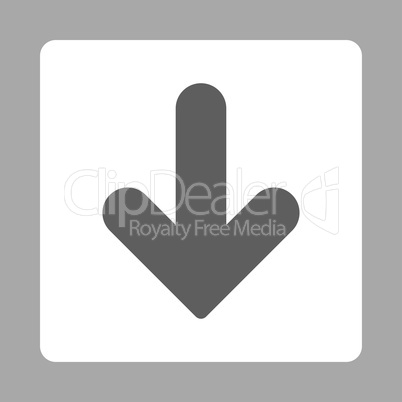 Arrow Down flat dark gray and white colors rounded button