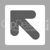 Arrow Up Left flat dark gray and white colors rounded button