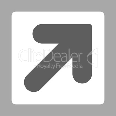 Arrow Up Right flat dark gray and white colors rounded button