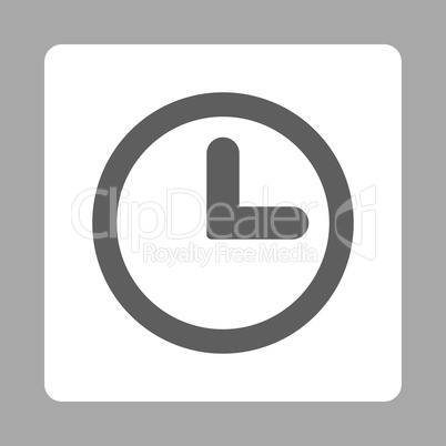 Clock flat dark gray and white colors rounded button