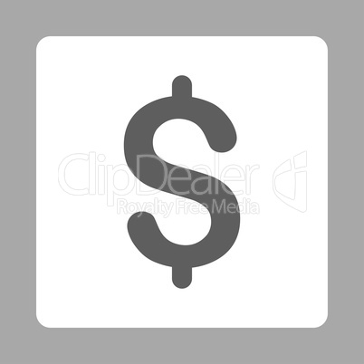 Dollar flat dark gray and white colors rounded button