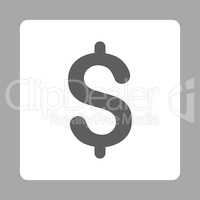 Dollar flat dark gray and white colors rounded button