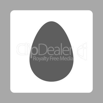 Egg flat dark gray and white colors rounded button