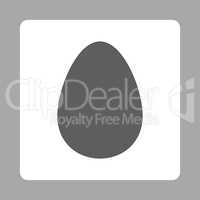 Egg flat dark gray and white colors rounded button