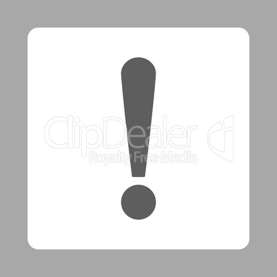 Exclamation Sign flat dark gray and white colors rounded button
