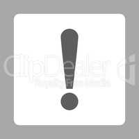 Exclamation Sign flat dark gray and white colors rounded button