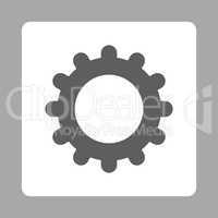 Gear flat dark gray and white colors rounded button