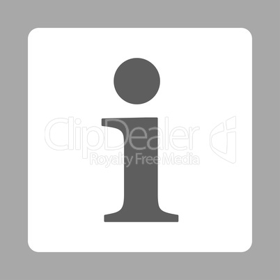 Info flat dark gray and white colors rounded button