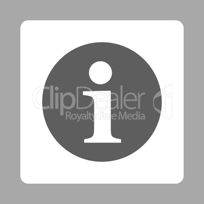 Information flat dark gray and white colors rounded button