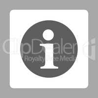 Information flat dark gray and white colors rounded button