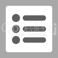 Items flat dark gray and white colors rounded button