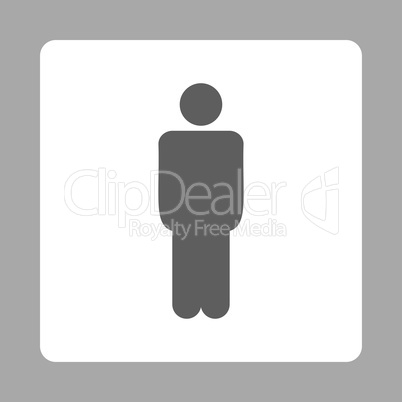 Man flat dark gray and white colors rounded button