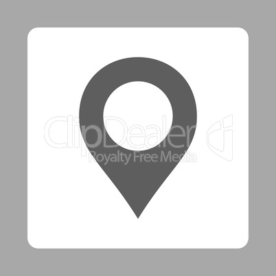 Map Marker flat dark gray and white colors rounded button