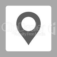 Map Marker flat dark gray and white colors rounded button