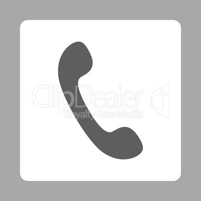 Phone flat dark gray and white colors rounded button