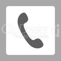 Phone flat dark gray and white colors rounded button