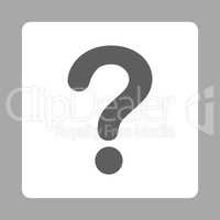 Question flat dark gray and white colors rounded button