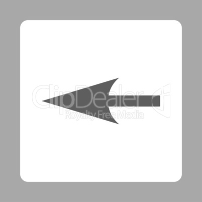 Sharp Left Arrow flat dark gray and white colors rounded button