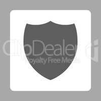 Shield flat dark gray and white colors rounded button