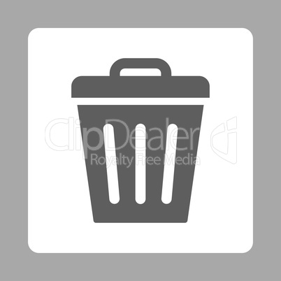 Trash Can flat dark gray and white colors rounded button