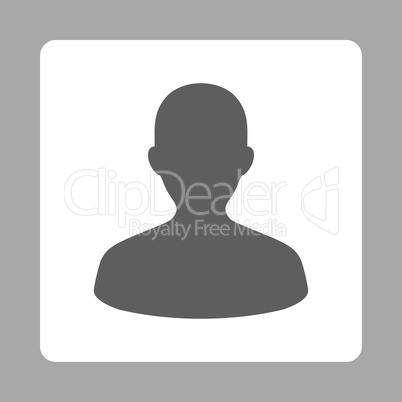 User flat dark gray and white colors rounded button