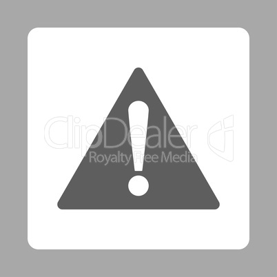 Warning flat dark gray and white colors rounded button