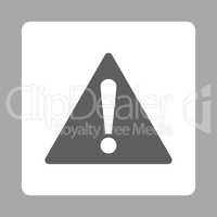 Warning flat dark gray and white colors rounded button