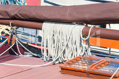 Deck von einem Holz Segelschiff