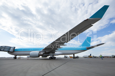 Modern airplane stands at the airport